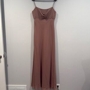 Michaelangelo Light Brown Latte Color Spag Strap Drape FRN Maxi Dress - Size 8